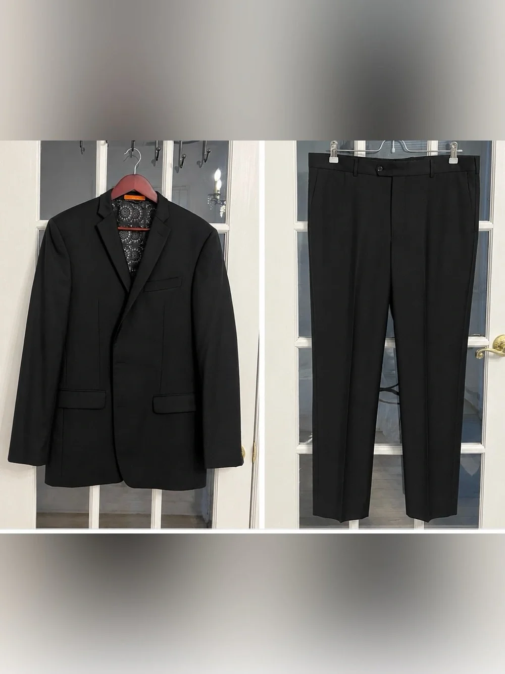 TALLIA for LORD & Taylor Men’s Black The Mason Fit 100% Wool Suit 42L 36x32